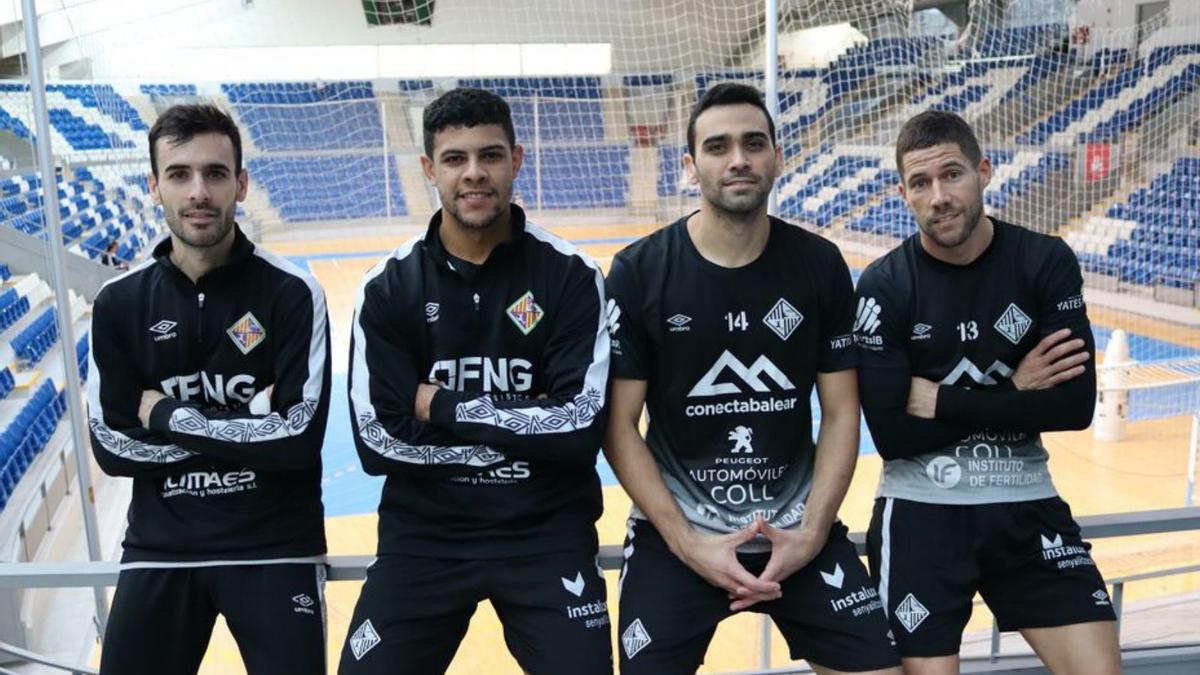 Eloy Rojas, Vilela, Tomaz y Raúl Campos, ayer en Son Moix. | PALMA FUTSAL