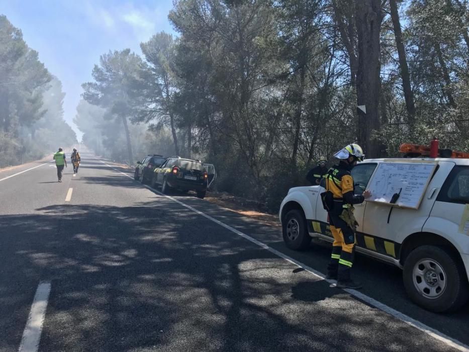 Un incendio en Son Verí obliga a cerrar la carretera de Cap Blanc