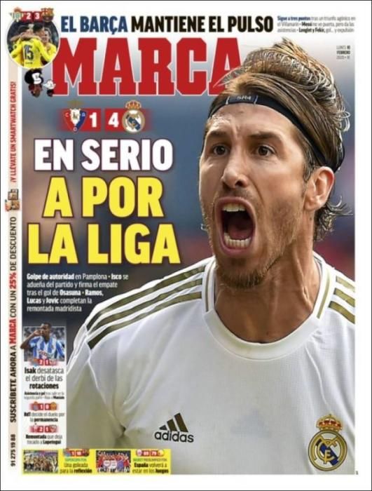 Portada MARCA  lunes 10 febrero 2020