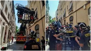 Aparatosa evacuación de un vecino de Barcelona con hipertermia