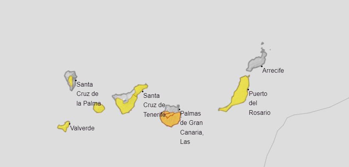 Alertas amarillas y naranjas por calor de la AEMET para este miércoles 24 de julio de 2024 en las Islas Canarias