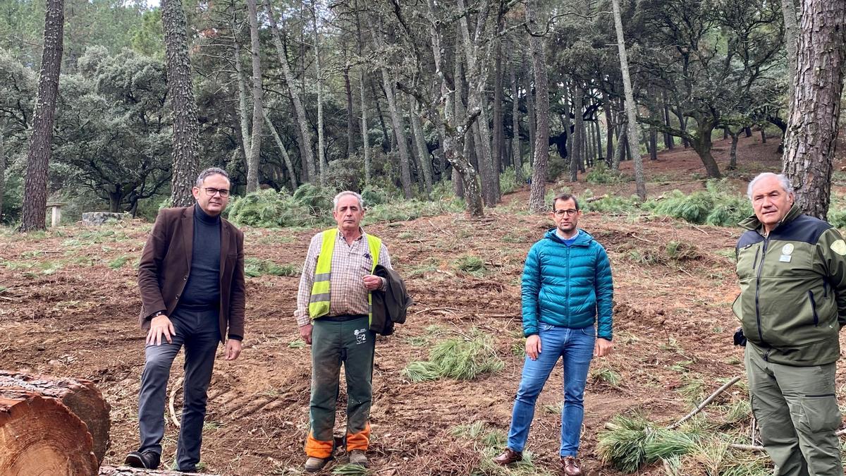 El delegado, primero por la izquierda, con el empresario y los técnicos, en Los Villares.