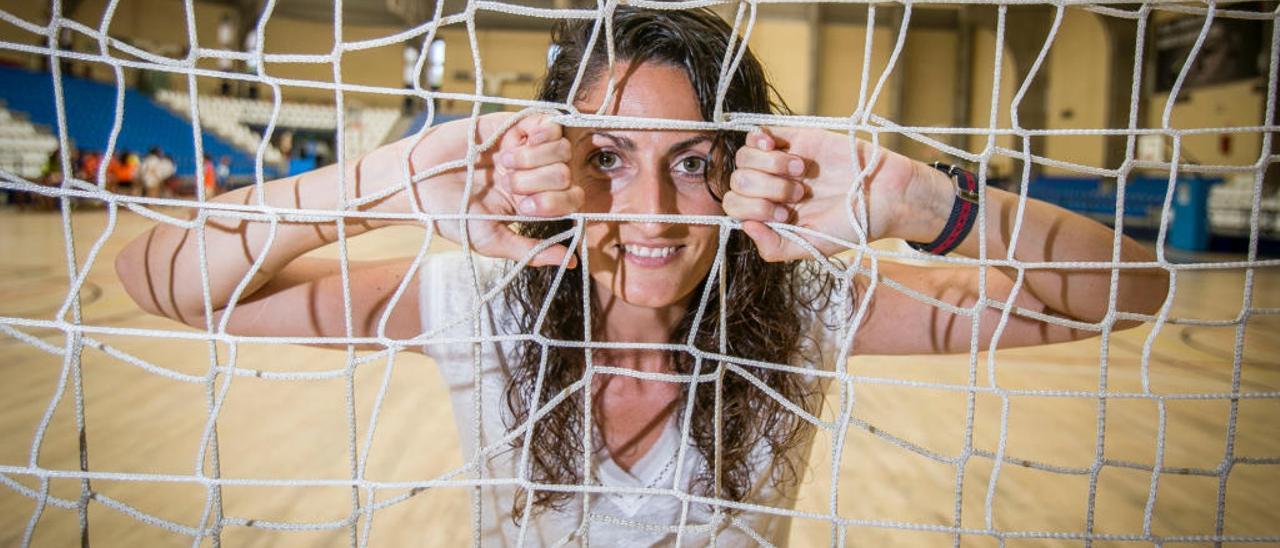 María Molina en una de las porterías del Pitiu Rochel.