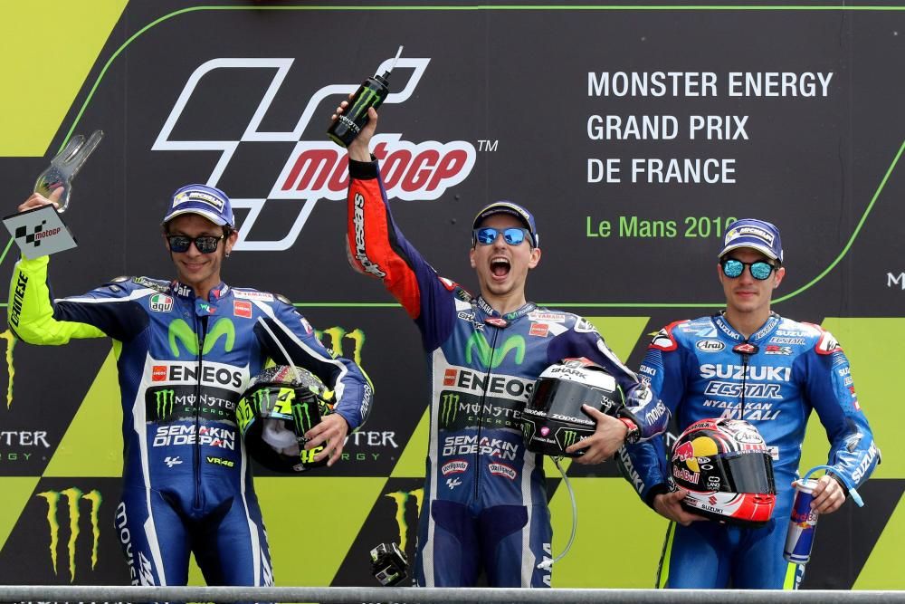 Jorge Lorenzo conquistó la victoria en Moto GP, por delante de Rossi y Viñales. En Moto 2 ganó Alex Rins y en Moto 3 el sudafricano Binder,