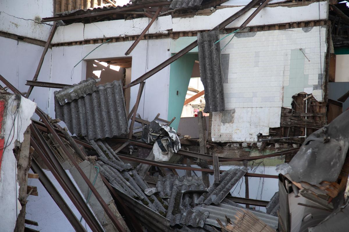 Fotografía que muestra una edificación destruida por un terremoto en Colombia. Fotografía que muestra una edificación destruida por un terremoto en Colombia.