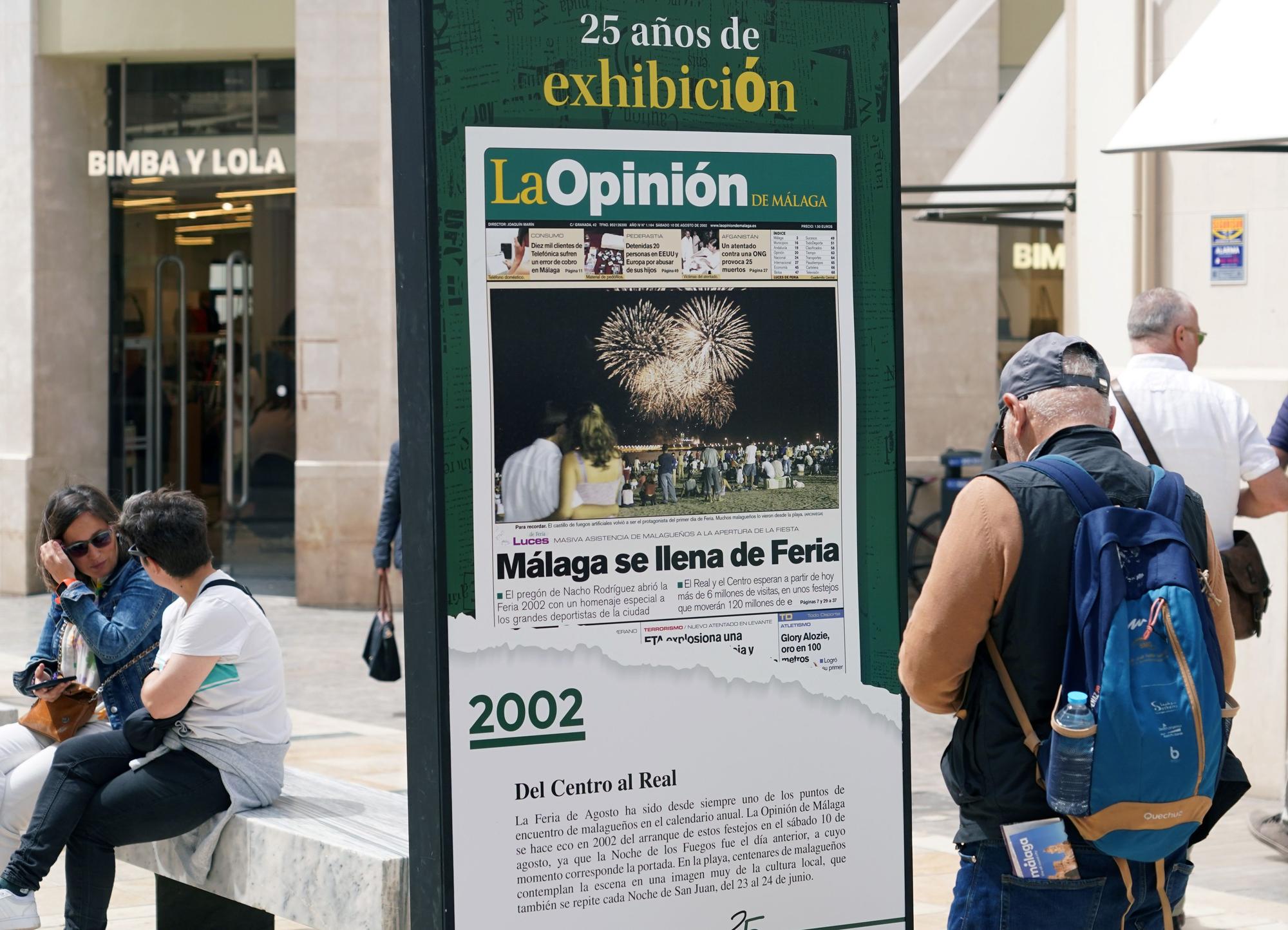 Inauguración de la exposición del 25 aniversario de La Opinión de Málaga en la calle Larios.
