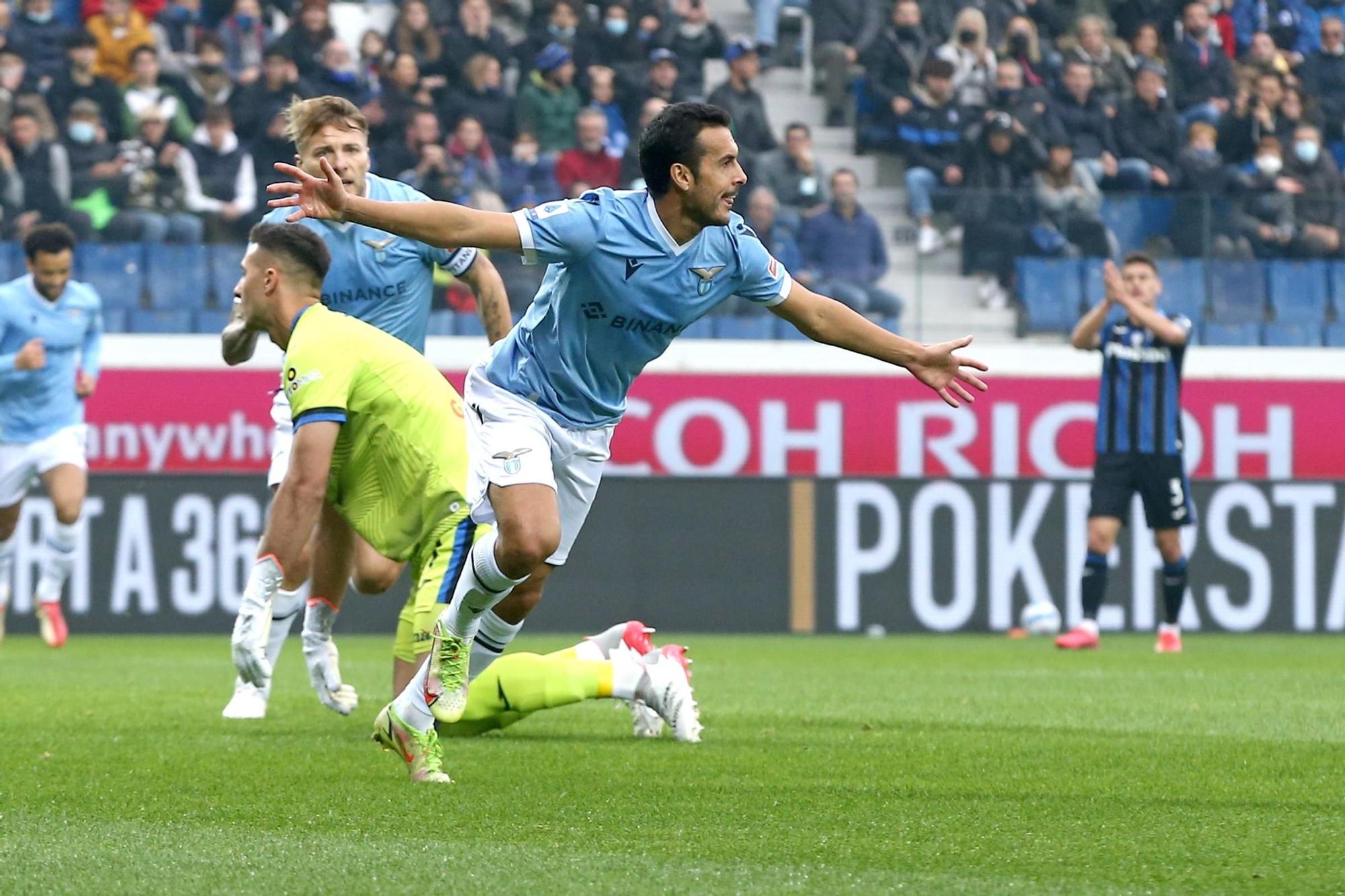 Pedro Rodríguez celebra un gol con la Lazio