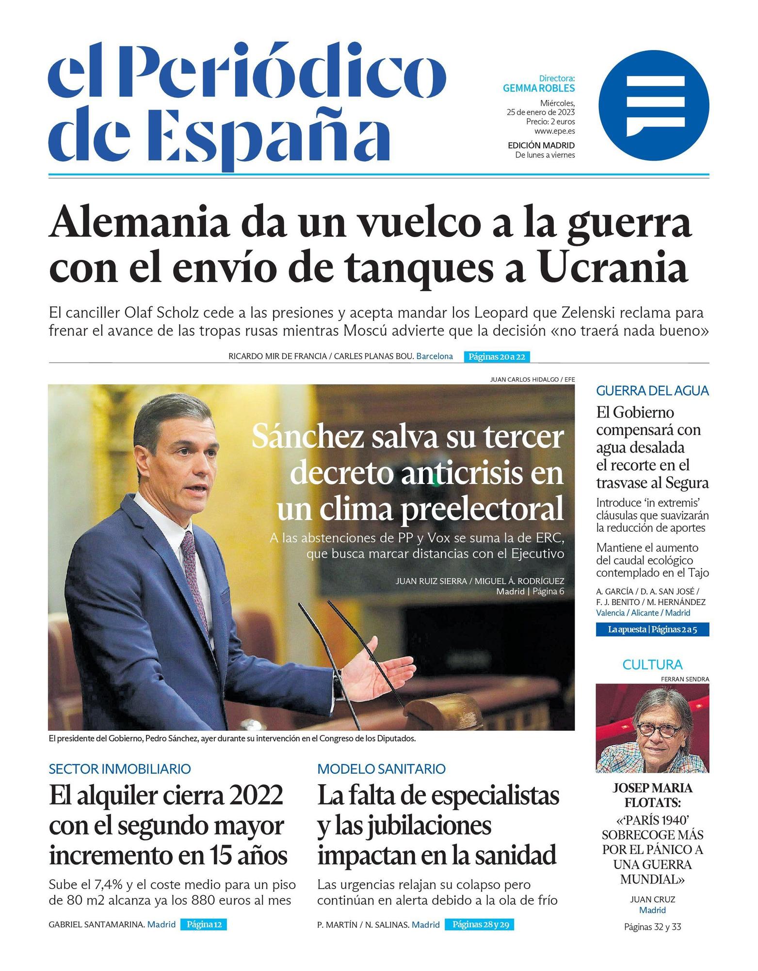 EL PERIÓDICO DE ESPAÑA de hoy miércoles 25 de enero de 2023