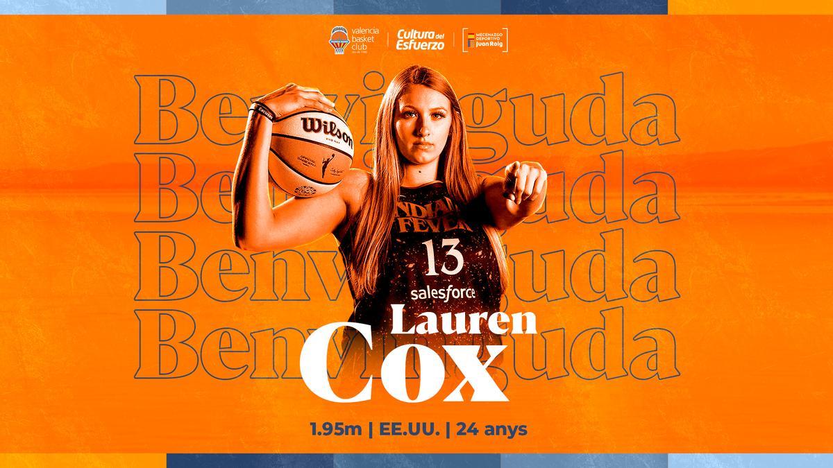 Lauren Cox, nueva jugadora del Valencia Basket