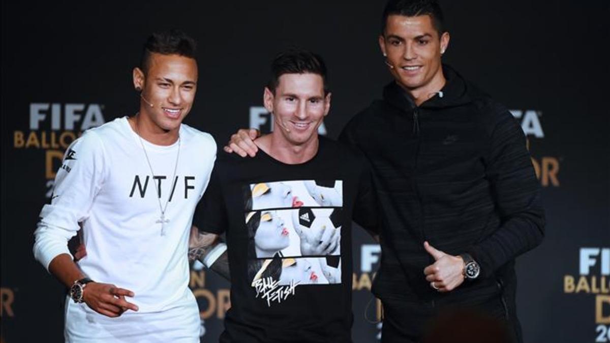 Neymar, Messi y Cristiano repiten este año