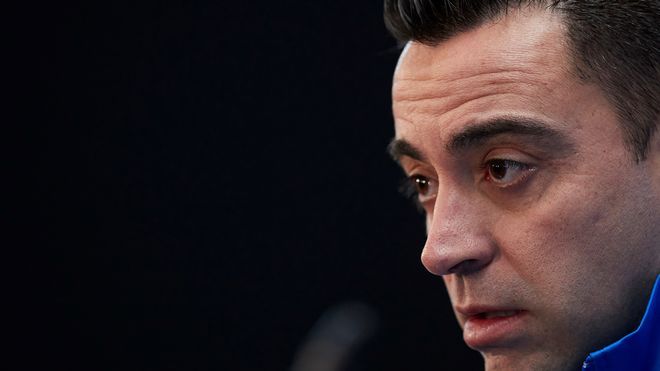 Xavi, en rueda de prensa.