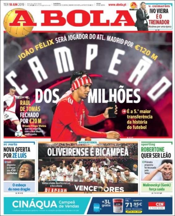 Portada A BOLA martes 18 de junio de 2019.