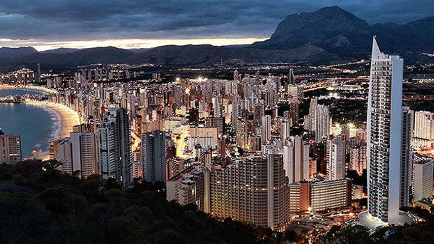 Skyline de Benidorm al anochece