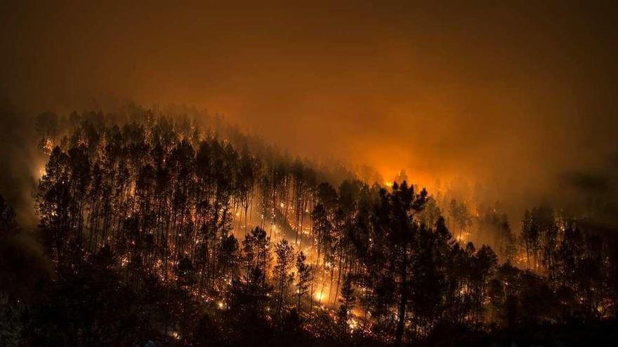 Incendio en el parque natural ourensano de Baixa Limia-Serra do Xurés. // Brais Lorenzo