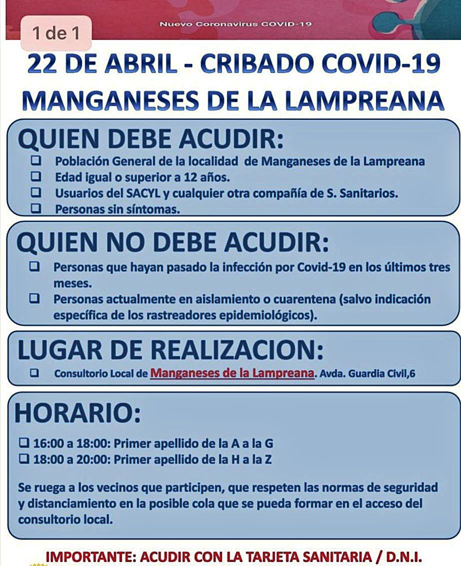 Cartel informativo del cribado de Manganeses de la Lampreana. | Cedida