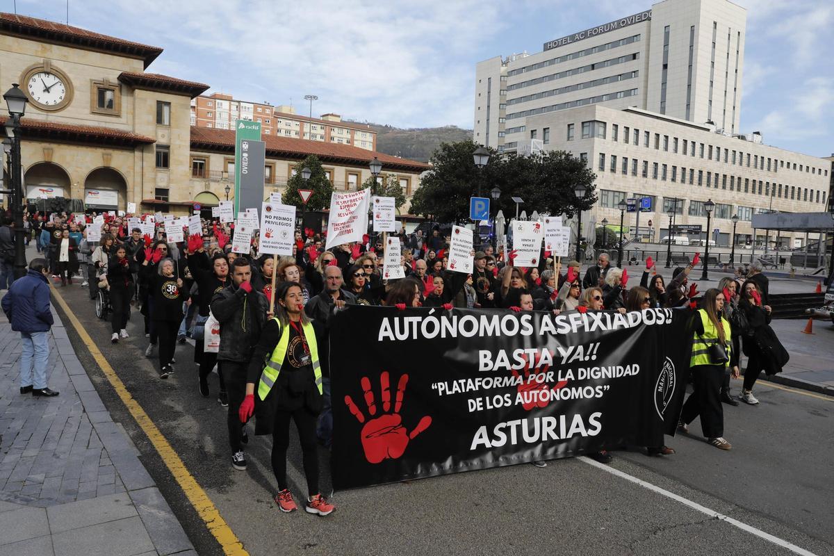 Manifestación de autónomos en Oviedo, el pasado día 2.