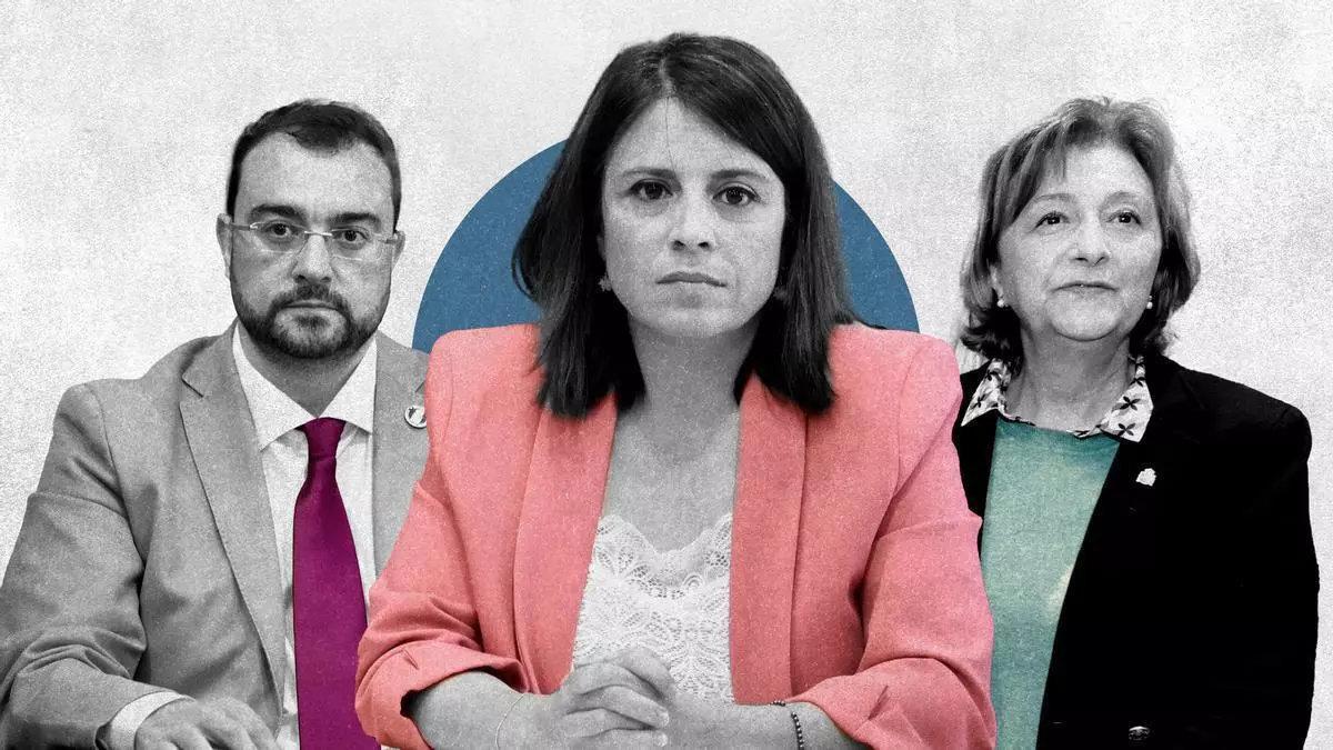 De izquierda a derecha, Adrián Barbón, Adriana Lastra y Delia Losa.