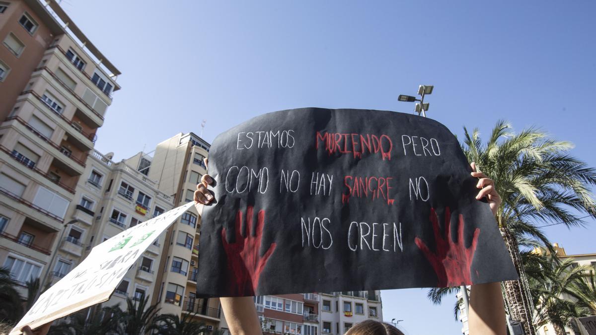 Manifestación en Alicante de estudiantes en demanda de más atención a la salud mental