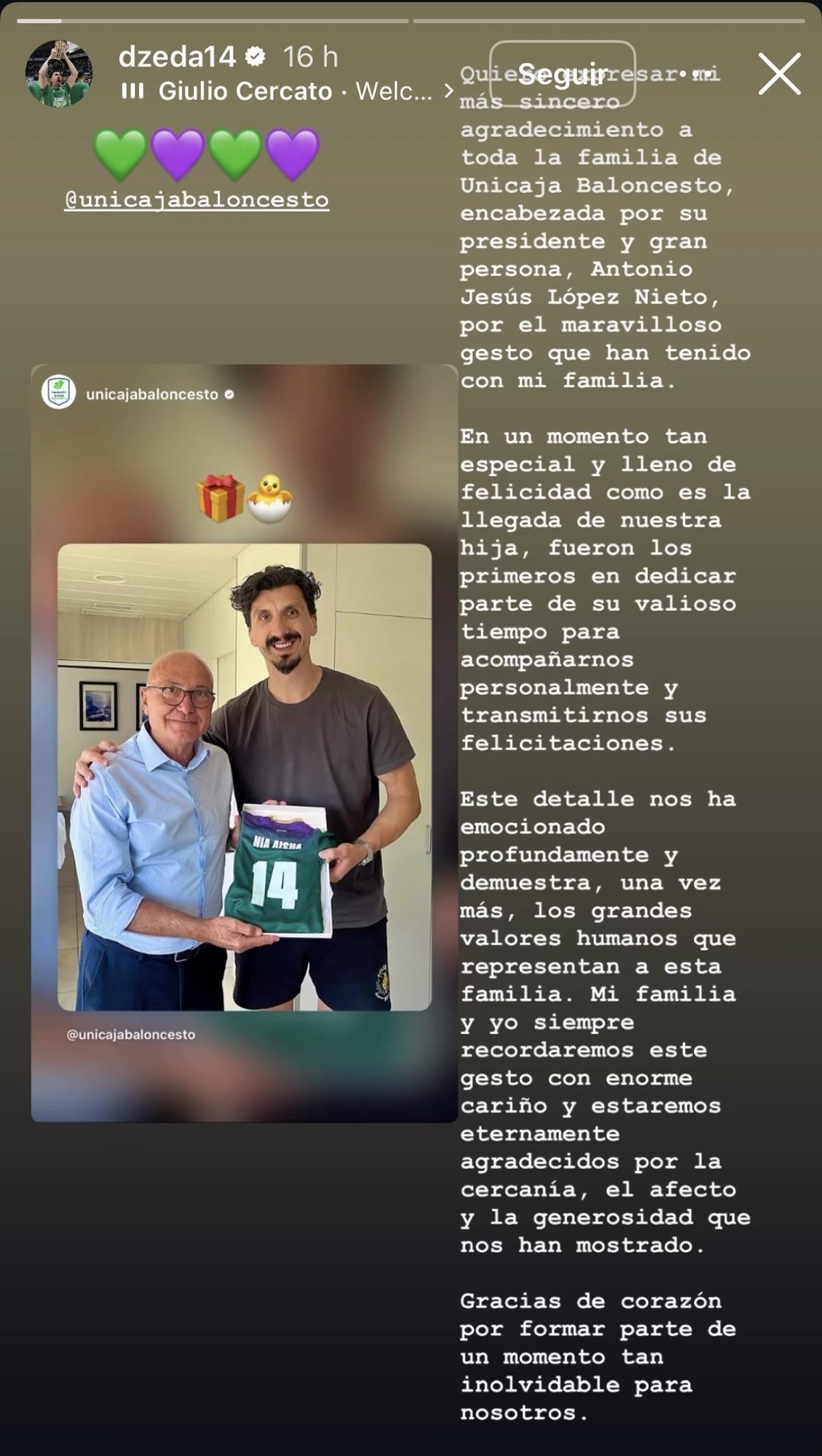 Story de Instagram de Nihad Djedovic.
