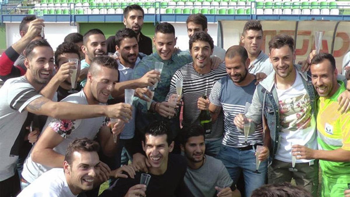 Los jugadores del Villanovense celebraron su emparejamiento con el FC Barcelona