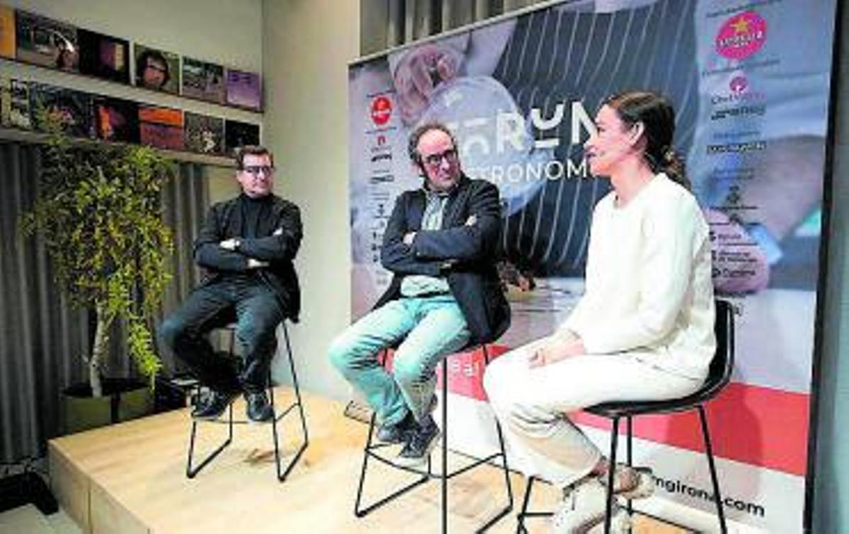 Josep Roca, Salvador García-Arbós i Martina Puigvert, el dia de la presentació de la present edició del Fòrum. | MARC MARTÍ