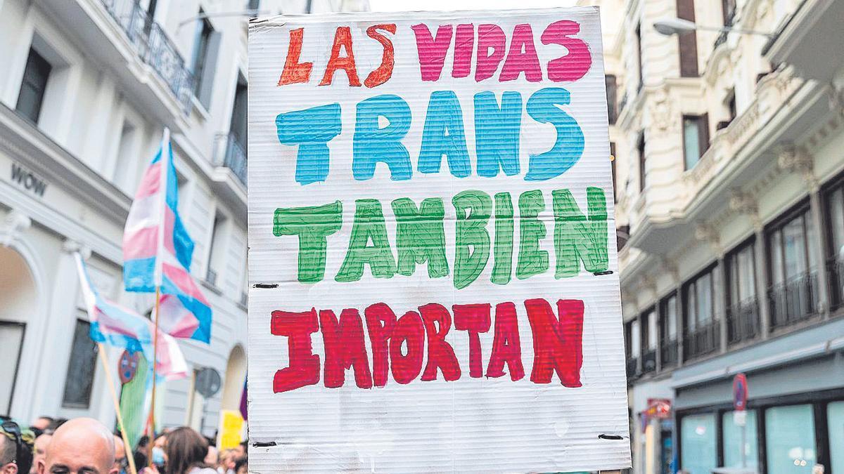 Fotografía de archivo de una pancarta en en una manifestación.