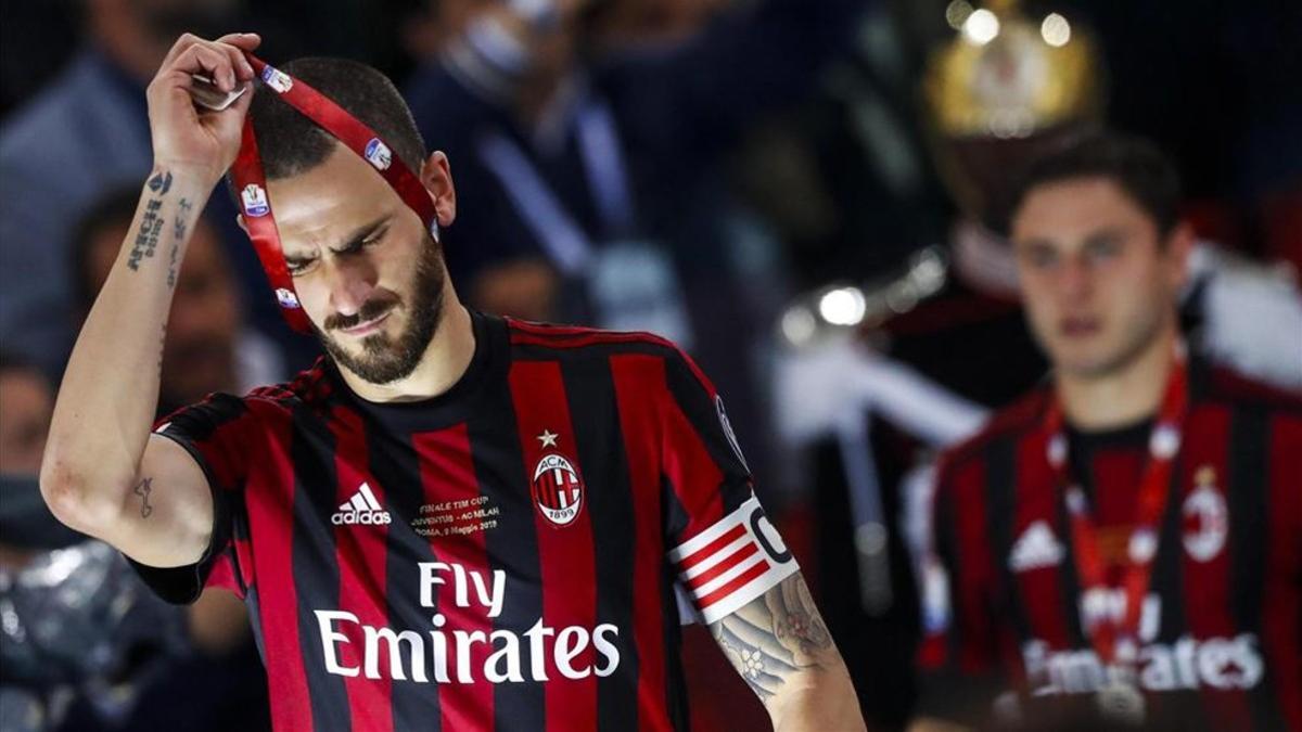 Leonardo Bonucci, al perder la final de la Copa Italia entre Juventus FC y AC Milán