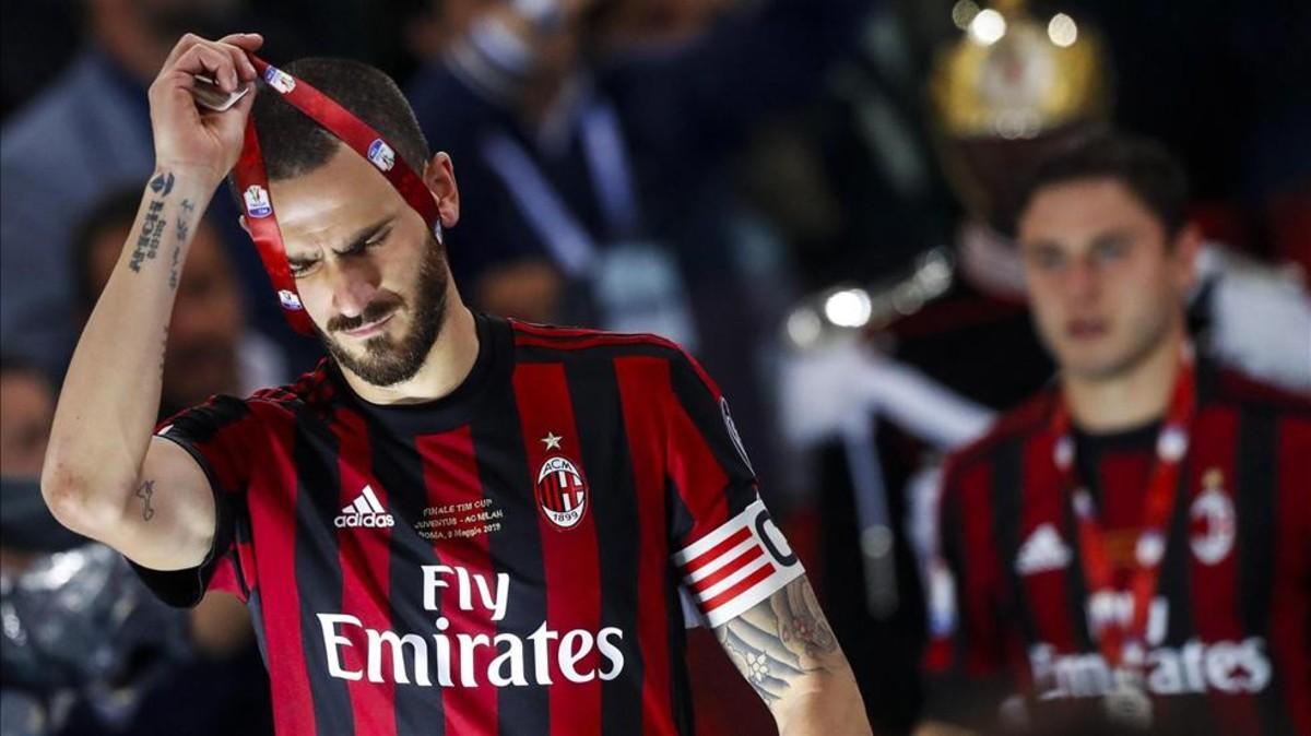 Leonardo Bonucci, al perder la final de la Copa Italia entre Juventus FC y AC Milán