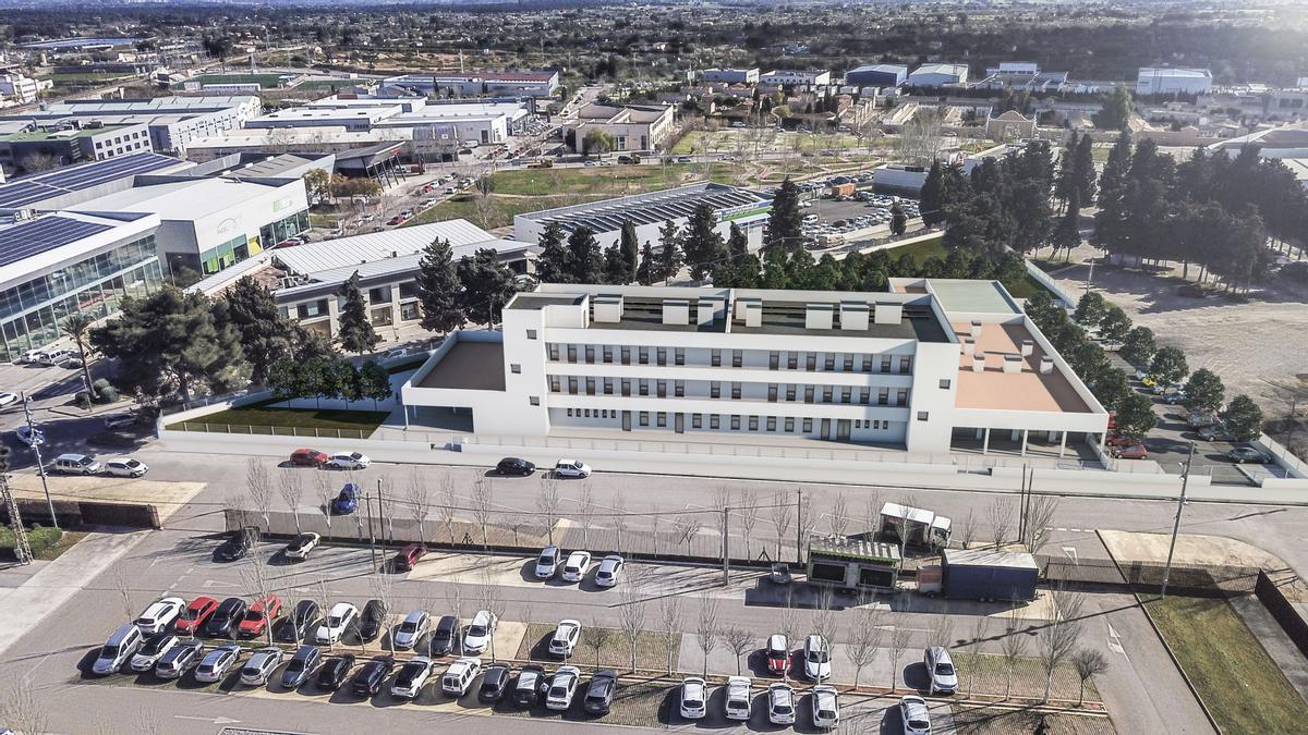 Fotomontaje del futuro colegio público de Inca, ubicado junto al cuartel General Luque.