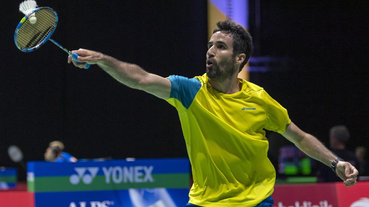 Pablo Abián, en acción durante el Campeonato del Mundo de Bádminton de Basilea.