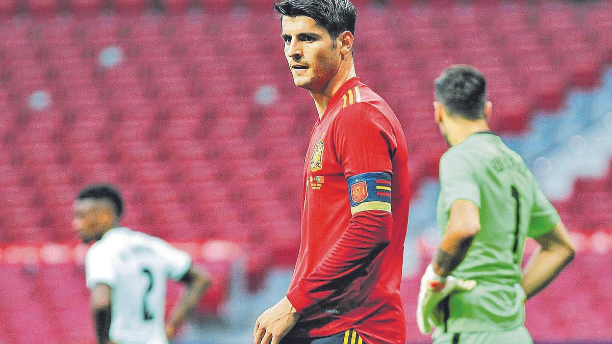 Morata fue el encargado de comandar las operaciones ofensivas de España en el amistoso ante Portugal disputado el               pasado viernes en el Wanda Metropolitano. | EFE