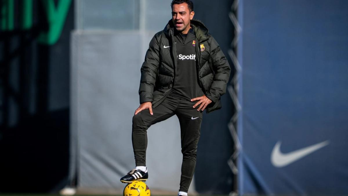 Xavi Hernández, durante un entrenamiento.