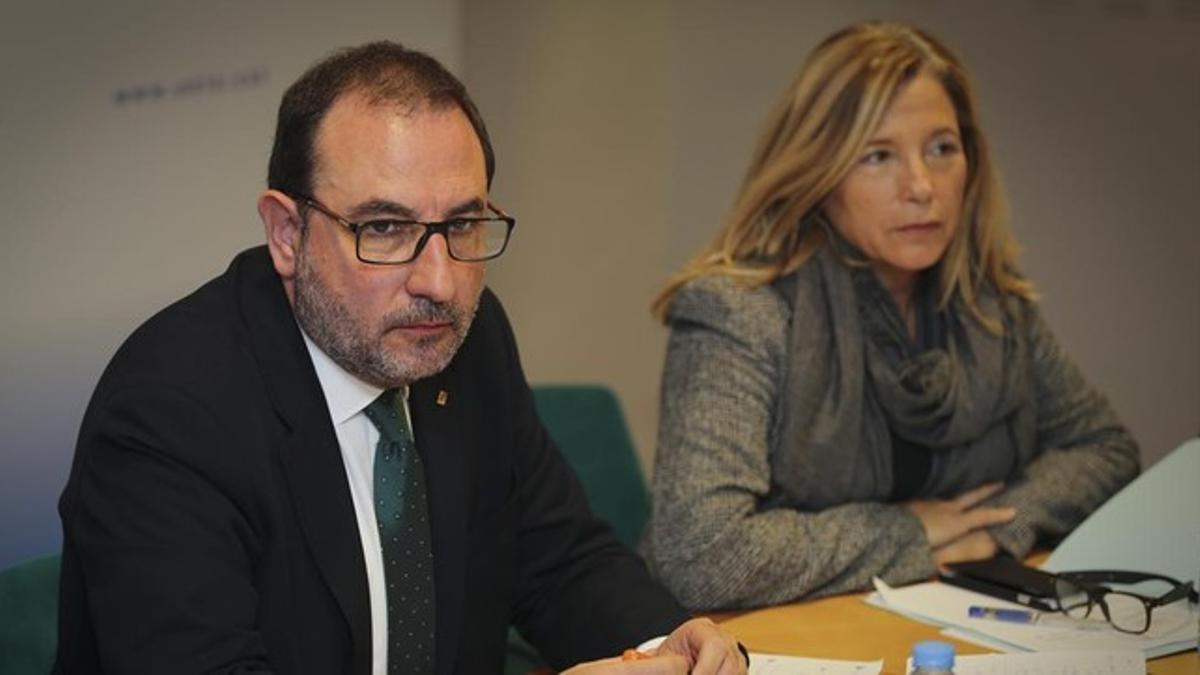 Ramon Espadaler y Joana Ortega, este lunes, en la ejecutiva de Unió.