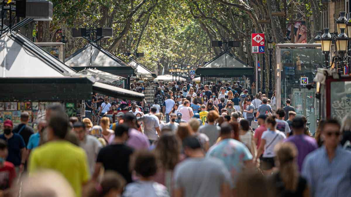 Ambiente en La Rambla de Barcelona