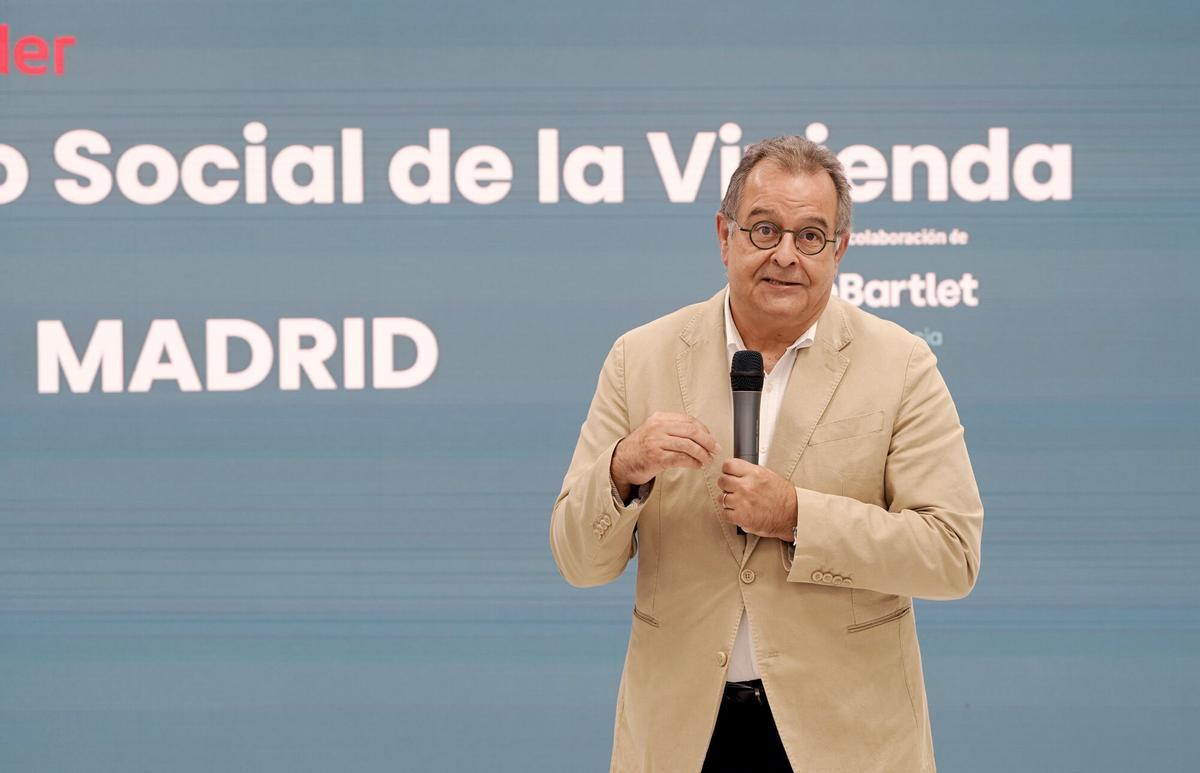 Albert Sáez, presidente del comité editorial de El Periódico y director general de Contenidos de Prensa Ibérica, durante la clausura del encuentro del 'Observatorio Social de la Vivienda' en Madrid