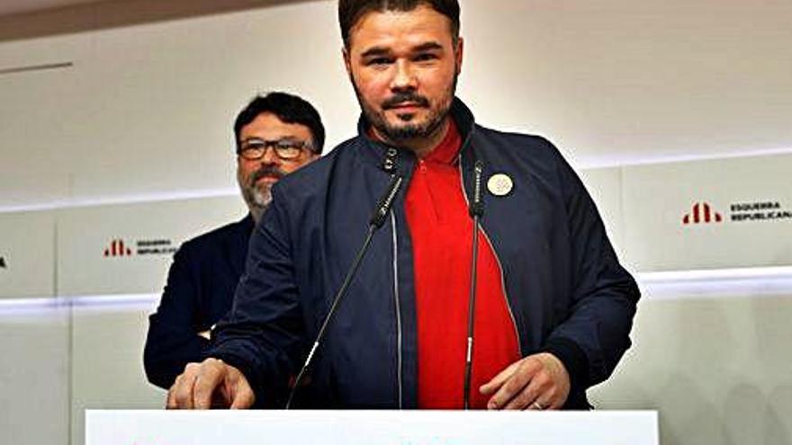 Gabriel Rufián durant la seva compareixença ahir