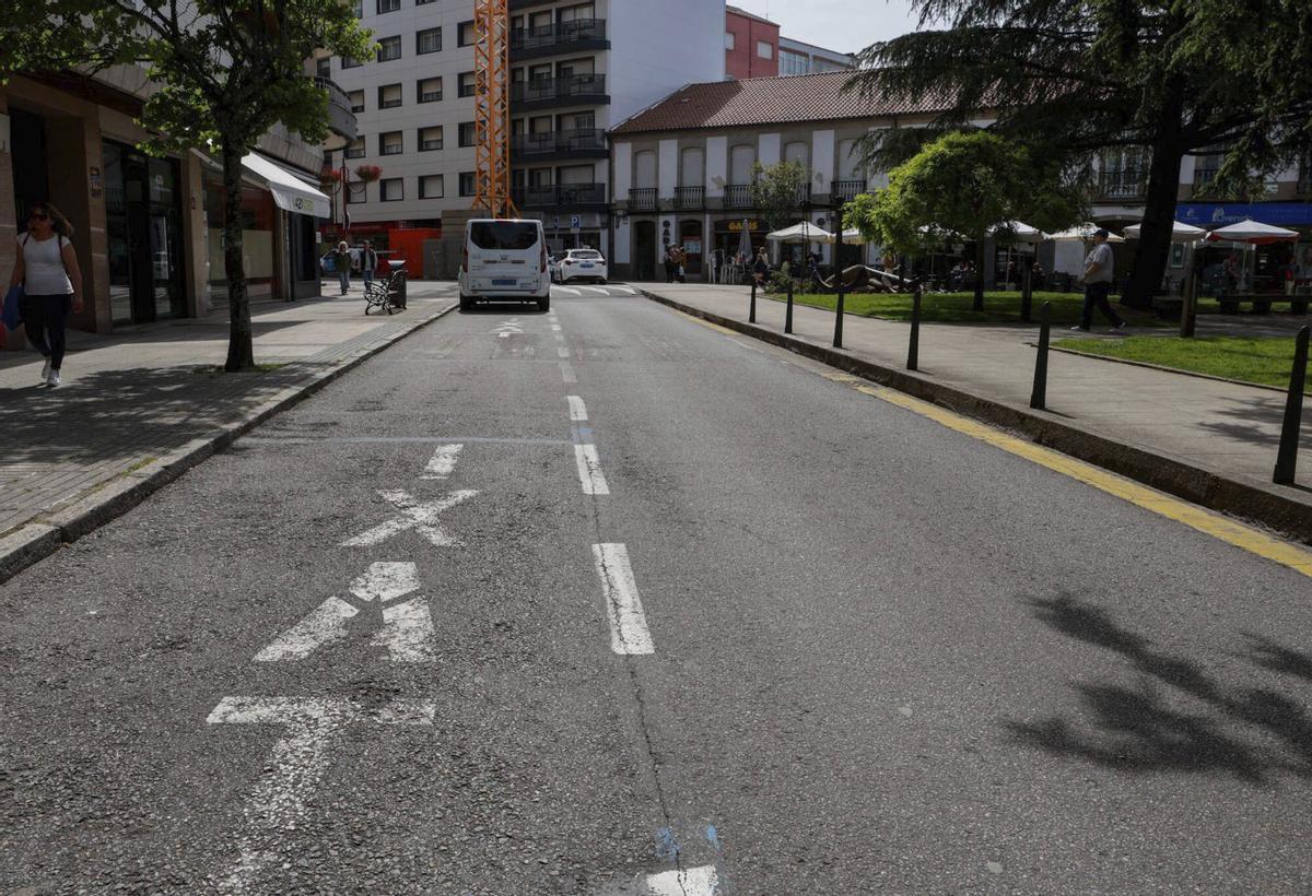 Parada de taxis de la plaza de A Independencia, en Vilagarcía. | IÑAKI ABELLA