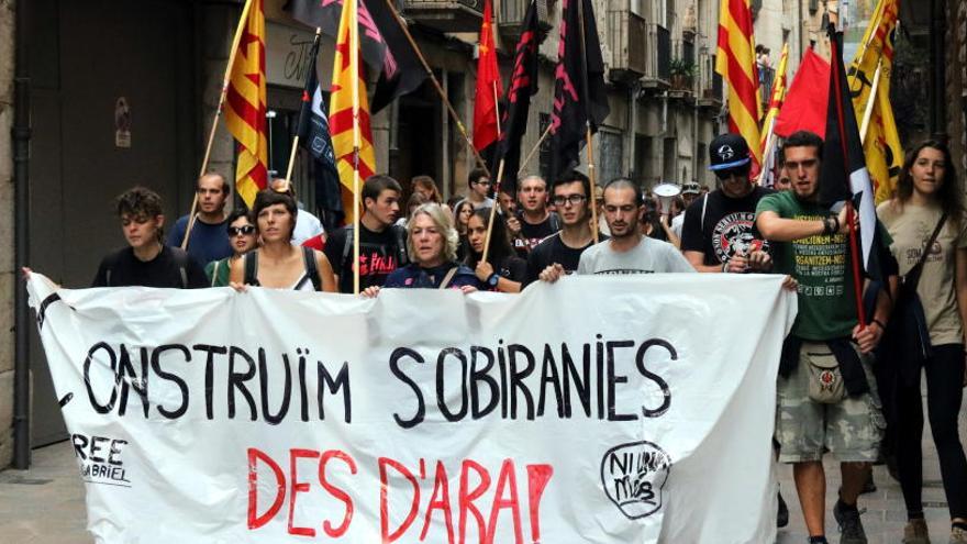 Manifestació que s&#039;ha fet aquest dissabte pel Barri Vell de Girona