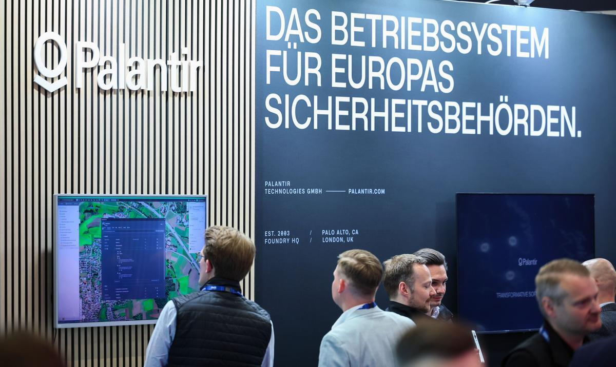 Stand de Palantir en la feria de segujridad European Police Congress (EPC) de Berlín