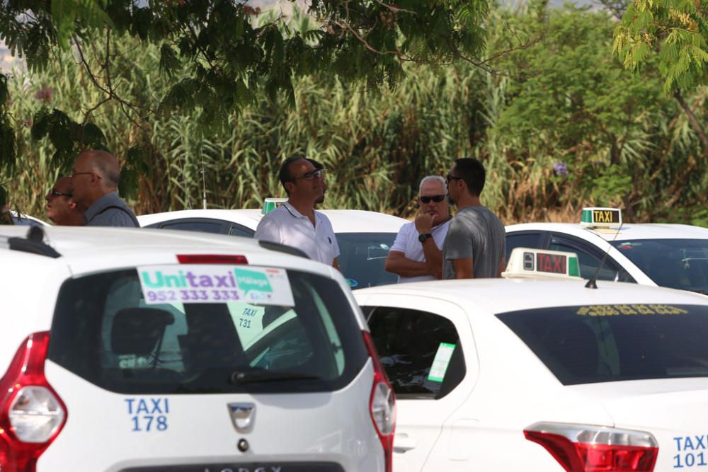 Los taxistas de Málaga se han reunido en los alrededores del Martín Carpena para iniciar una marcha de protesta que les llevará al centro de Málaga.