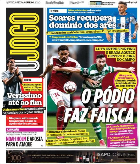 Portada O JOGO miércoles 8 julio 2020