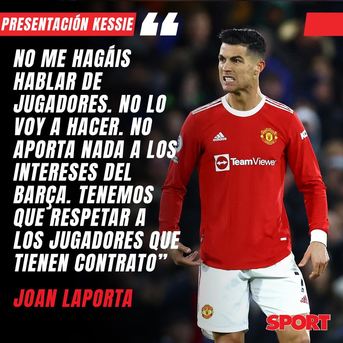 Joan Laporta no quiso hablar del rumor que vinculaba a Cristiano con el Barça Joan Laporta no quiso hablar del rumor que vinculaba a Cristiano con el Barça