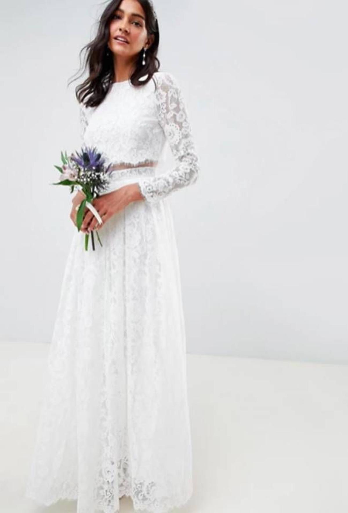 Vestido de boda con top corto de encaje Grace de ASOS EDITION