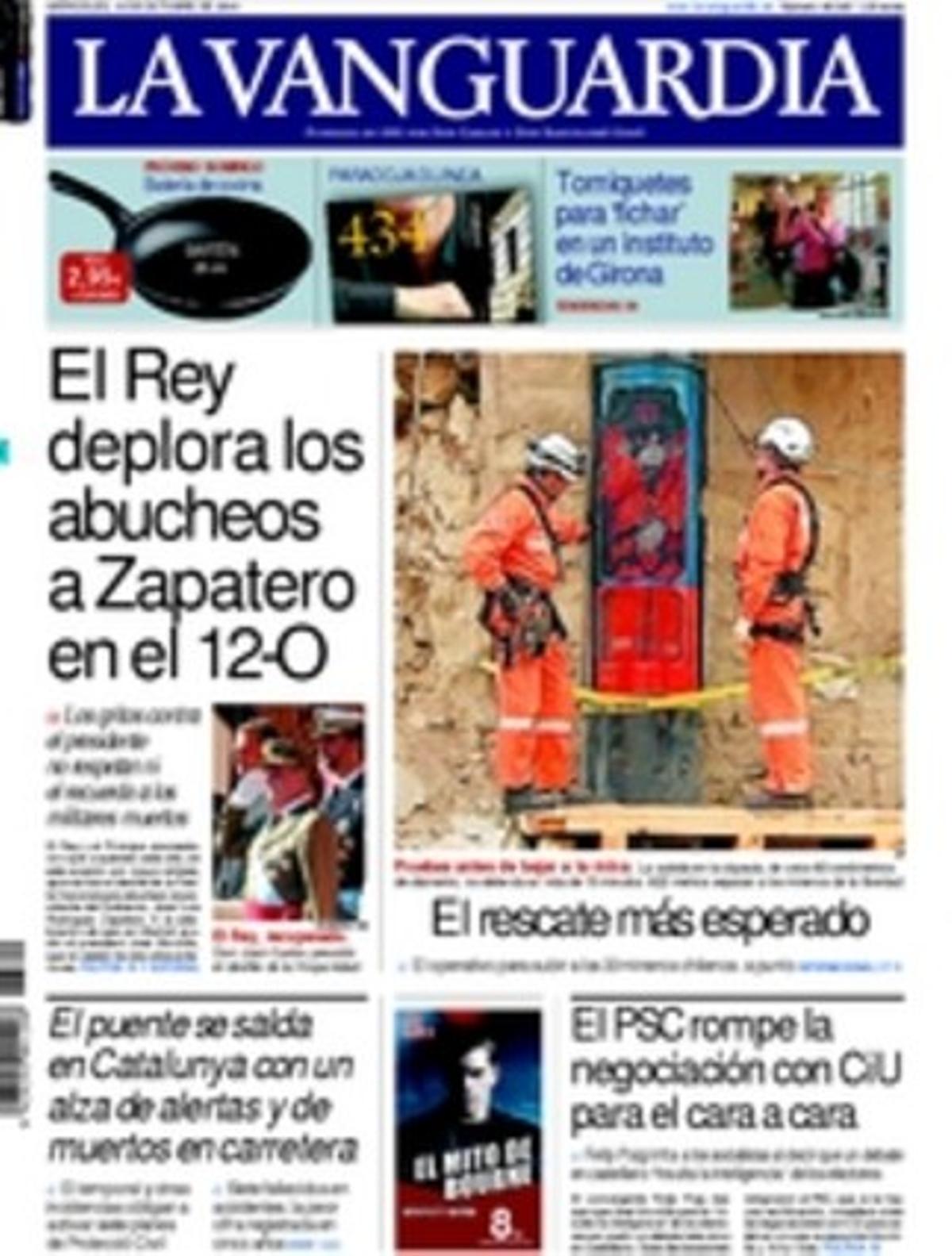 ’La Vanguardia’ també destaca a les pàgines interiors un estudi sobre la lapidació a l’islam, que l’IES Narcís Xifra de Girona ha instal·lat torniquets per entrar i sortir i així poder frenar l’absentisme de l’alumnat, que França competeix amb Al-Jazira amb un canal televisiu de notícies en àrab via France 24, que Peret apadrina i dirigeix un curs pioner sobre la rumba al Conservatori del Liceu, i que patronal i sindicats negocien el repartiment de 2.100 milions per a formació.