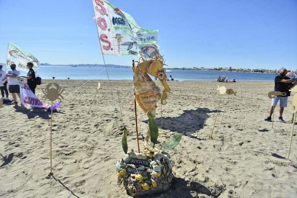 Centenares de personas se concentran en Villananitos para alertar del mal estado del Mar Menor