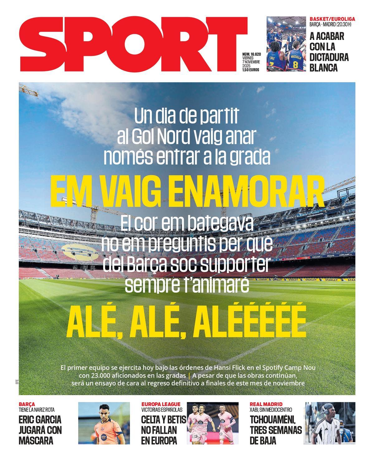Esta es la portada de SPORT de hoy viernes, 7 de septiembre de 2025