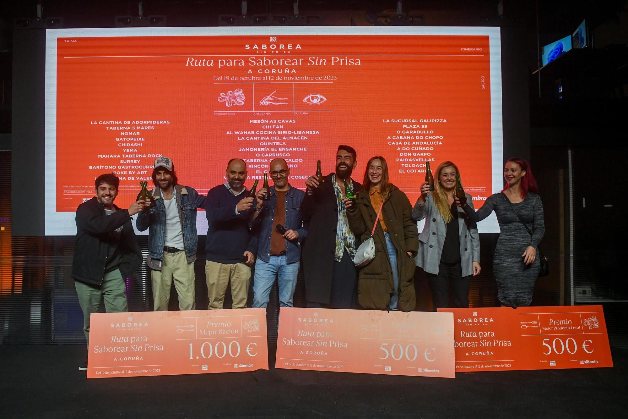 Entrega de premios de la 'Ruta para Saborear Sin Prisa A Coruña' de Cervezas Alhambra