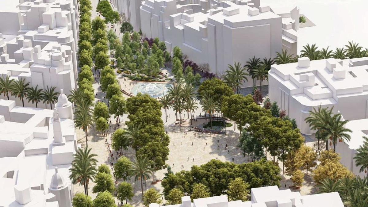 Figuración del proyecto ganador para la reforma de la plaza del Ayuntamiento.