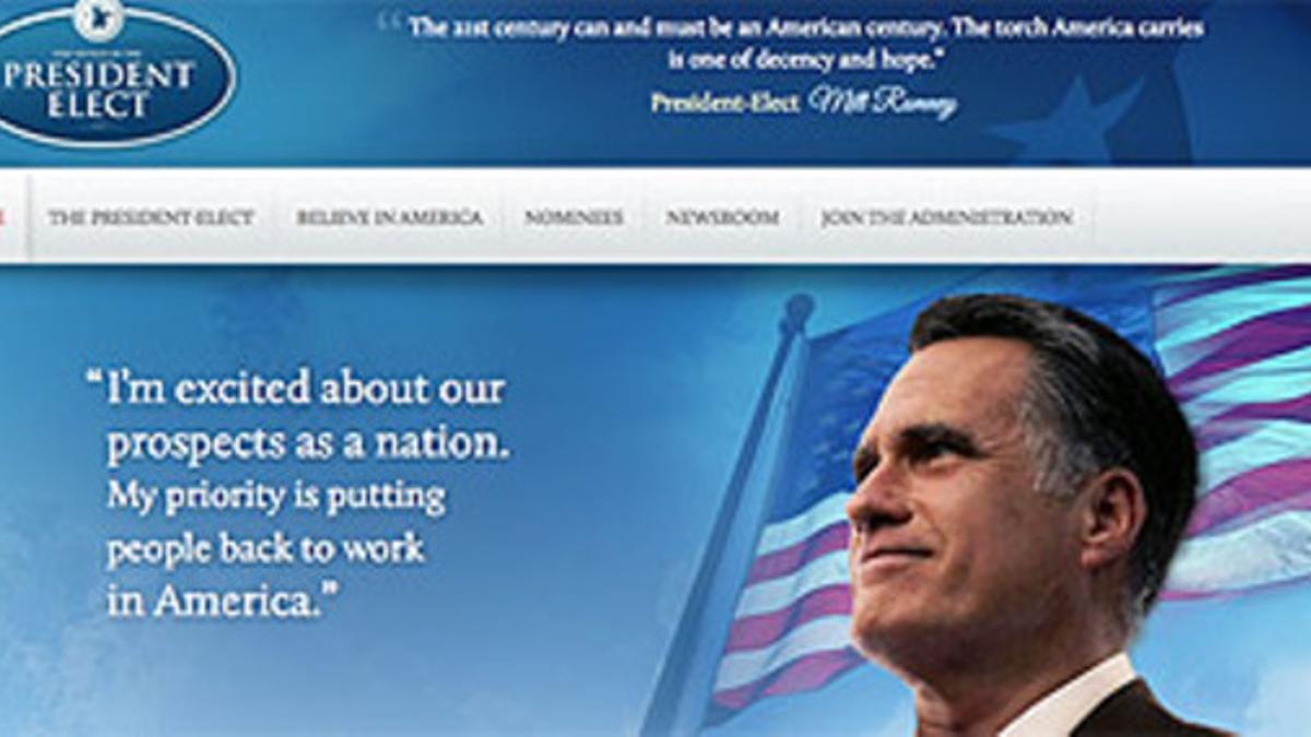 Imagen de la web que los republicanos colgaron por error y en la que Romney aparecía como vencedor de las elecciones de EEUU.