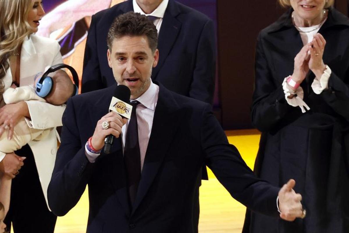 Las mejores imágenes de la ceremonia de la retirada de la camiseta de Pau Gasol con los Lakers